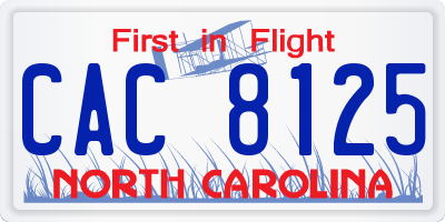 NC license plate CAC8125