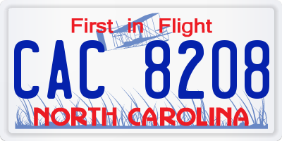 NC license plate CAC8208