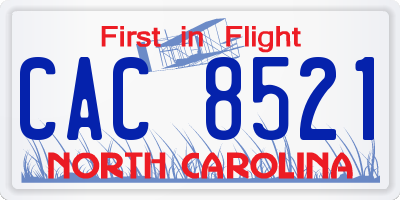 NC license plate CAC8521