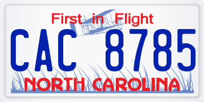 NC license plate CAC8785