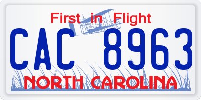 NC license plate CAC8963