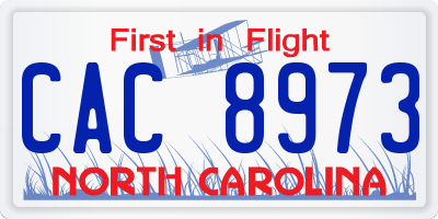 NC license plate CAC8973