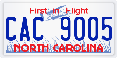 NC license plate CAC9005