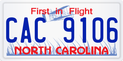 NC license plate CAC9106