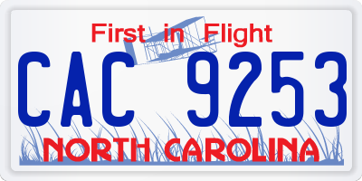 NC license plate CAC9253