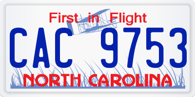 NC license plate CAC9753