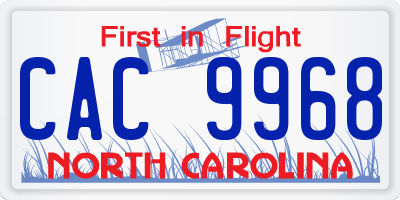 NC license plate CAC9968