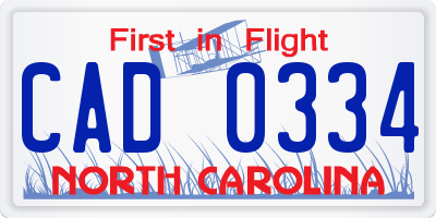 NC license plate CAD0334