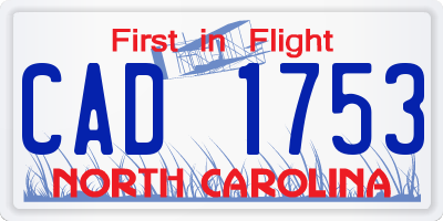 NC license plate CAD1753
