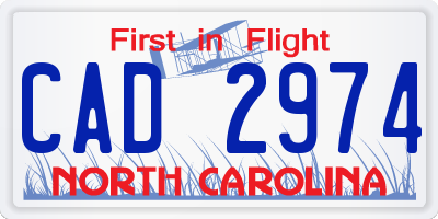 NC license plate CAD2974