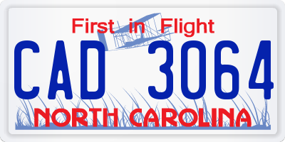 NC license plate CAD3064