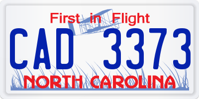 NC license plate CAD3373