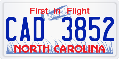 NC license plate CAD3852