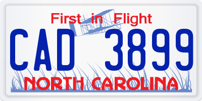 NC license plate CAD3899
