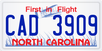 NC license plate CAD3909