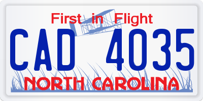 NC license plate CAD4035
