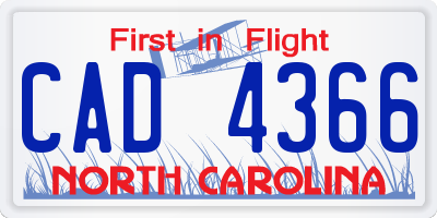 NC license plate CAD4366