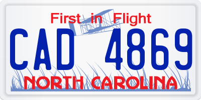 NC license plate CAD4869