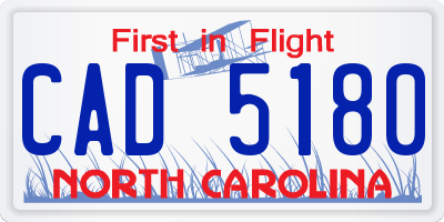 NC license plate CAD5180