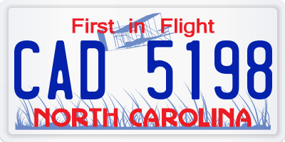 NC license plate CAD5198