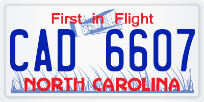 NC license plate CAD6607
