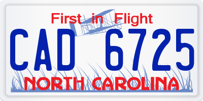 NC license plate CAD6725
