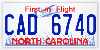 NC license plate CAD6740