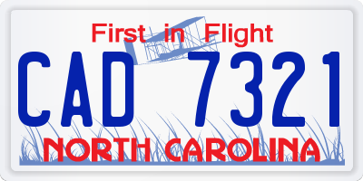 NC license plate CAD7321