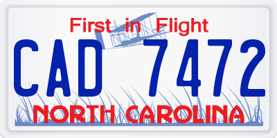 NC license plate CAD7472