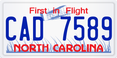 NC license plate CAD7589