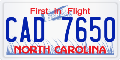 NC license plate CAD7650