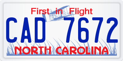 NC license plate CAD7672