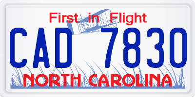 NC license plate CAD7830