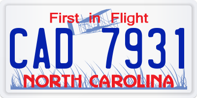 NC license plate CAD7931