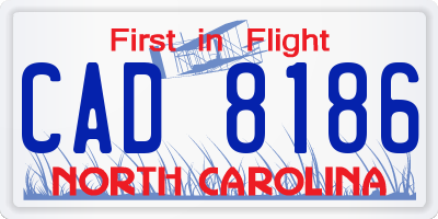 NC license plate CAD8186