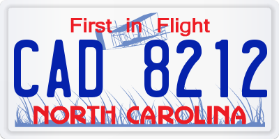 NC license plate CAD8212