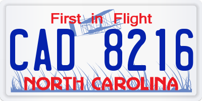 NC license plate CAD8216