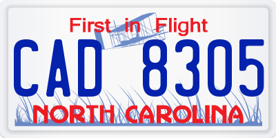 NC license plate CAD8305