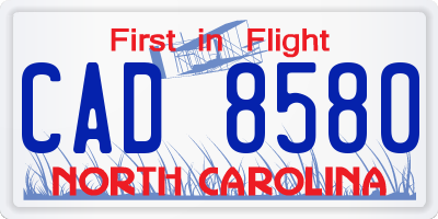 NC license plate CAD8580