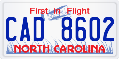 NC license plate CAD8602