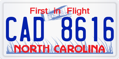 NC license plate CAD8616