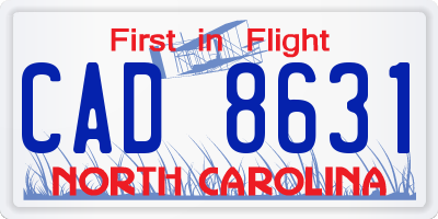 NC license plate CAD8631