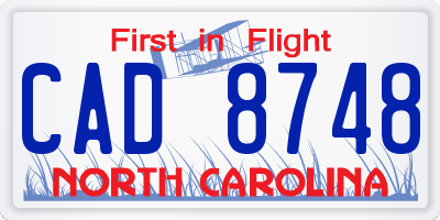 NC license plate CAD8748