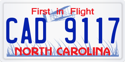 NC license plate CAD9117