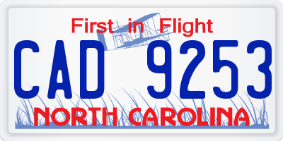 NC license plate CAD9253