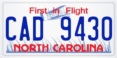 NC license plate CAD9430