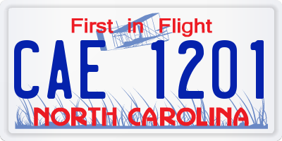 NC license plate CAE1201