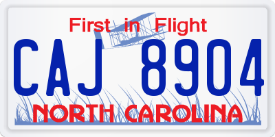 NC license plate CAJ8904