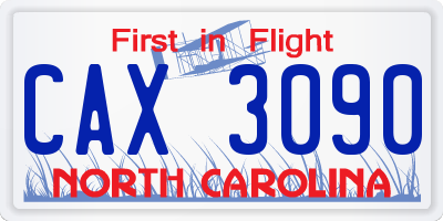 NC license plate CAX3090