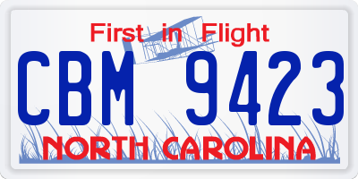 NC license plate CBM9423